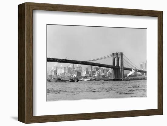 The Brooklyn Bridge Spans the East River, Ca. 1910-null-Framed Photographic Print