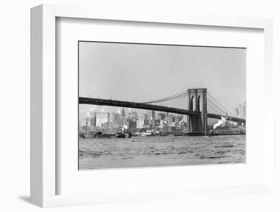 The Brooklyn Bridge Spans the East River, Ca. 1910-null-Framed Photographic Print