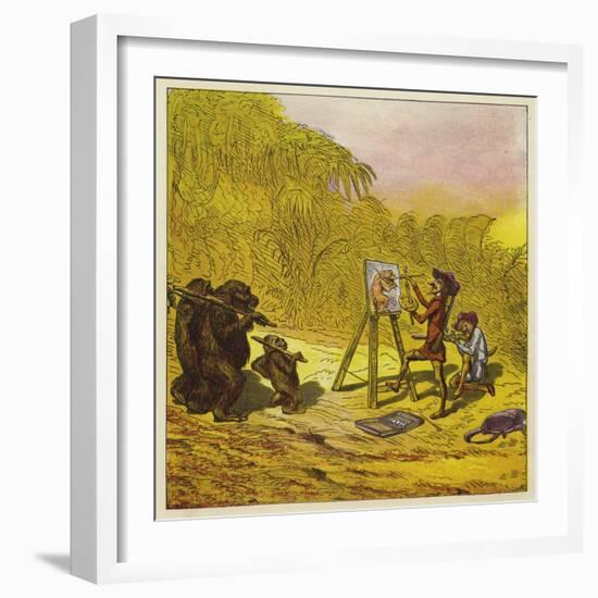 The Brothers Bold Encounter a Family of Gorillas-Ernest Henry Griset-Framed Giclee Print