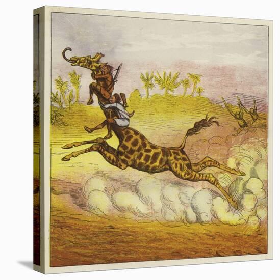 The Brothers Bold Escape the Gorillas by Riding a Giraffe-Ernest Henry Griset-Stretched Canvas