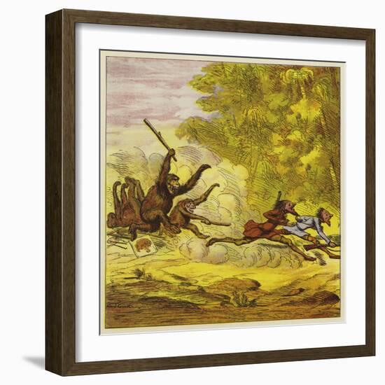 The Brothers Bold Pursued by Angry Gorillas-Ernest Henry Griset-Framed Giclee Print