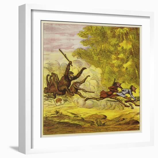 The Brothers Bold Pursued by Angry Gorillas-Ernest Henry Griset-Framed Giclee Print