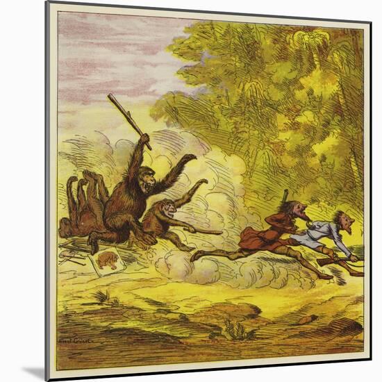 The Brothers Bold Pursued by Angry Gorillas-Ernest Henry Griset-Mounted Giclee Print