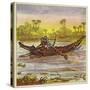 The Brothers Bold Travelling on the Nile by Crocodile-Ernest Henry Griset-Stretched Canvas