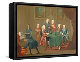 The Brothers Clarke with Other Gentlemen Taking Wine, c.1730-35-Gawen Hamilton-Framed Stretched Canvas