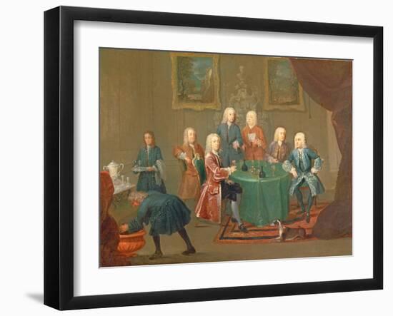 The Brothers Clarke with Other Gentlemen Taking Wine, c.1730-35-Gawen Hamilton-Framed Giclee Print