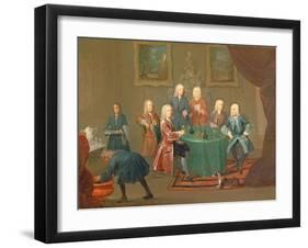 The Brothers Clarke with Other Gentlemen Taking Wine, c.1730-35-Gawen Hamilton-Framed Giclee Print