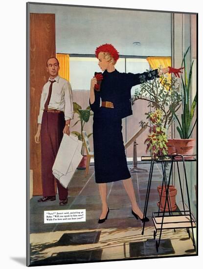 The Brute Next Door  - Saturday Evening Post "Leading Ladies", October 9, 1954 pg.22-Austin Briggs-Mounted Giclee Print