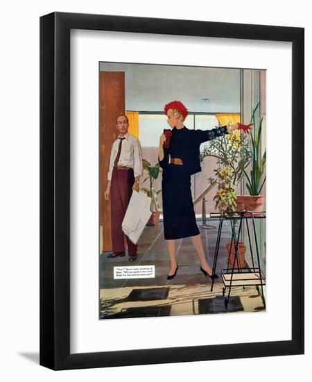 The Brute Next Door  - Saturday Evening Post "Leading Ladies", October 9, 1954 pg.22-Austin Briggs-Framed Giclee Print