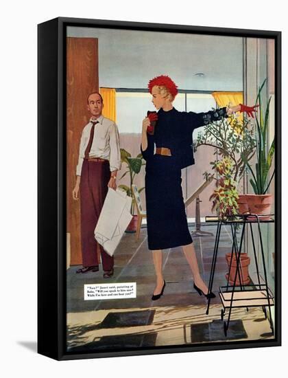 The Brute Next Door  - Saturday Evening Post "Leading Ladies", October 9, 1954 pg.22-Austin Briggs-Framed Stretched Canvas