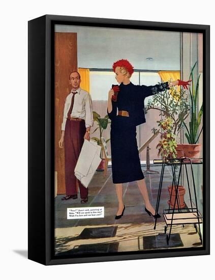 The Brute Next Door  - Saturday Evening Post "Leading Ladies", October 9, 1954 pg.22-Austin Briggs-Framed Stretched Canvas