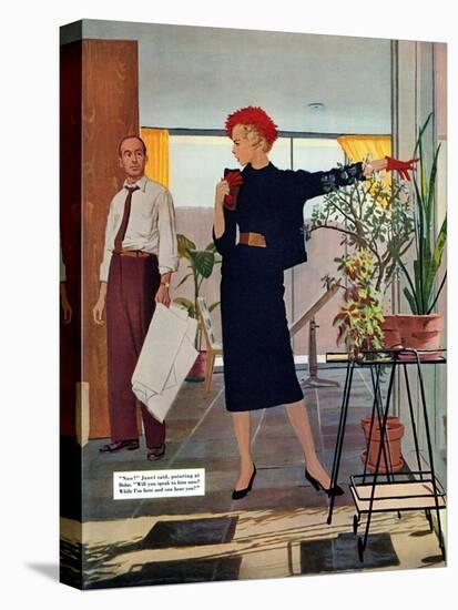 The Brute Next Door  - Saturday Evening Post "Leading Ladies", October 9, 1954 pg.22-Austin Briggs-Stretched Canvas