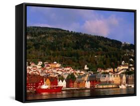 The Bryggen, a Huddle of Wooden Buildings on the Waterfront, Bergen,Hordaland, Norway-Anders Blomqvist-Framed Stretched Canvas