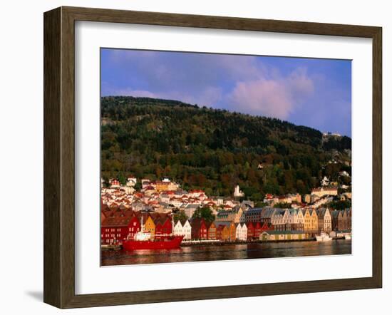 The Bryggen, a Huddle of Wooden Buildings on the Waterfront, Bergen,Hordaland, Norway-Anders Blomqvist-Framed Premium Photographic Print