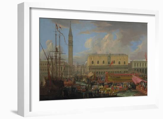 The Bucintoro Departing from the Bacino di San Marco, 1710-Luca Carlevaris-Framed Giclee Print