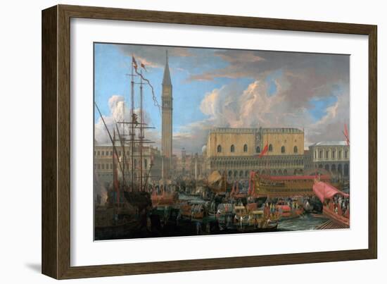 The Bucintoro Departing from the Bacino Di San Marco on the Grand Canal, Venice-Luca Carlevarijs-Framed Giclee Print