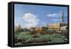 The Bucintoro Preparing to Leave the Molo on Ascension Day-Canaletto-Framed Stretched Canvas