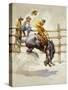 The Bucking Bronco, (Oil on Canvas)-Newell Convers Wyeth-Stretched Canvas