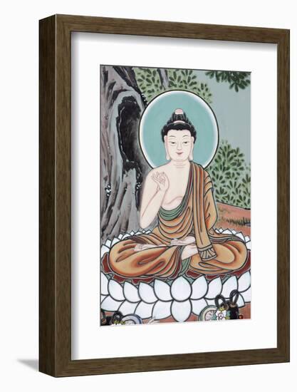 The Buddha teaching depicted in the Life of Buddha, Seoul, South Korea-Godong-Framed Photographic Print