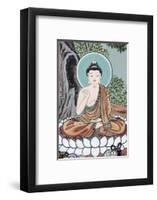 The Buddha teaching depicted in the Life of Buddha, Seoul, South Korea-Godong-Framed Photographic Print