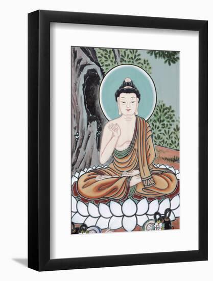 The Buddha teaching depicted in the Life of Buddha, Seoul, South Korea-Godong-Framed Photographic Print