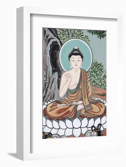 The Buddha teaching depicted in the Life of Buddha, Seoul, South Korea-Godong-Framed Photographic Print