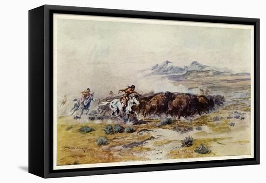 The Buffalo Hunt by C M Russell-Charles Marion Russell-Framed Stretched Canvas