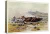 The Buffalo Hunt by C M Russell-Charles Marion Russell-Stretched Canvas