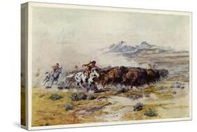 The Buffalo Hunt by C M Russell-Charles Marion Russell-Stretched Canvas