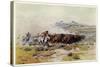 The Buffalo Hunt by C M Russell-Charles Marion Russell-Stretched Canvas