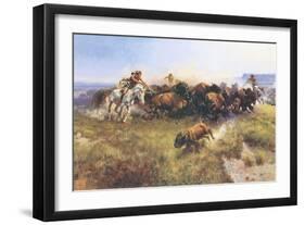 The Buffalo Hunt No. 39-Charles Marion Russell-Framed Art Print