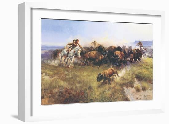 The Buffalo Hunt No. 39-Charles Marion Russell-Framed Art Print