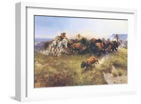 The Buffalo Hunt No. 39-Charles Marion Russell-Framed Art Print