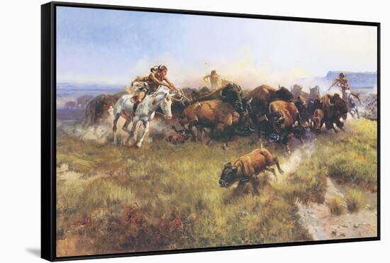 The Buffalo Hunt No. 39-Charles Marion Russell-Framed Stretched Canvas