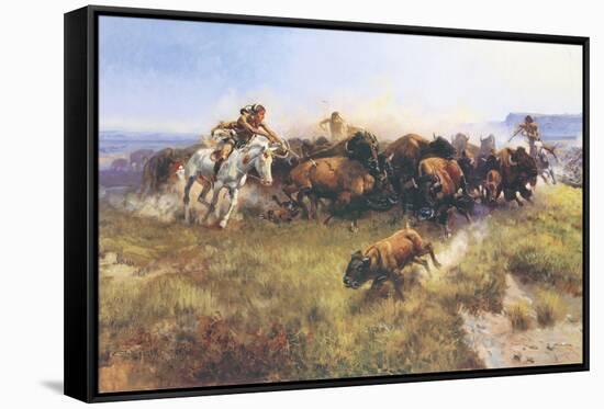 The Buffalo Hunt No. 39-Charles Marion Russell-Framed Stretched Canvas