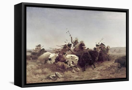 The Buffalo Hunt-Charles Ferdinand Wimar-Framed Stretched Canvas