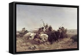 The Buffalo Hunt-Charles Ferdinand Wimar-Framed Stretched Canvas