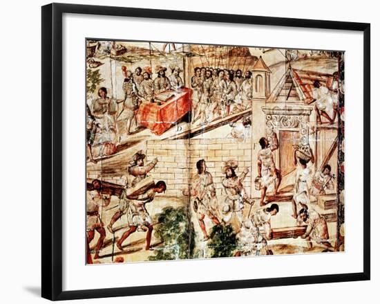 The Building of Mexico City, 16th Century-null-Framed Premium Giclee Print