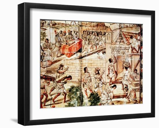 The Building of Mexico City, 16th Century-null-Framed Giclee Print