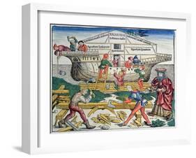 The Building of Noahs Ark, from the Nuremberg Chronicle, 1493-Michael Wolgemut-Framed Giclee Print