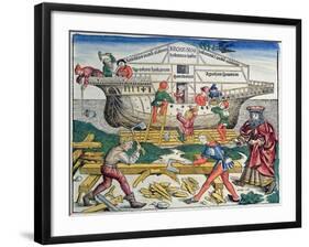 The Building of Noahs Ark, from the Nuremberg Chronicle, 1493-Michael Wolgemut-Framed Giclee Print