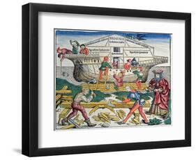 The Building of Noahs Ark, from the Nuremberg Chronicle, 1493-Michael Wolgemut-Framed Giclee Print