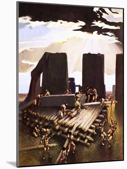 The Building of Stonehenge, an Imagined in 1978-Arthur Ranson-Mounted Giclee Print