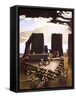 The Building of Stonehenge, an Imagined in 1978-Arthur Ranson-Framed Stretched Canvas