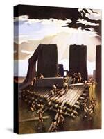 The Building of Stonehenge, an Imagined in 1978-Arthur Ranson-Stretched Canvas