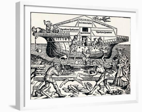 The Building of the Ark Superintended by Noah, (1493), 1903-Hartmannus Schedel-Framed Giclee Print