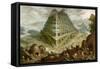 The Building of the Tower of Babel-Marten van Valckenborch-Framed Stretched Canvas