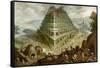 The Building of the Tower of Babel-Marten van Valckenborch-Framed Stretched Canvas