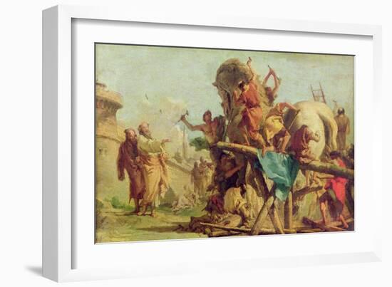 The Building of the Trojan Horse, c.1760-Giandomenico Tiepolo-Framed Giclee Print