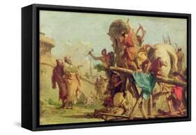 The Building of the Trojan Horse, c.1760-Giandomenico Tiepolo-Framed Stretched Canvas